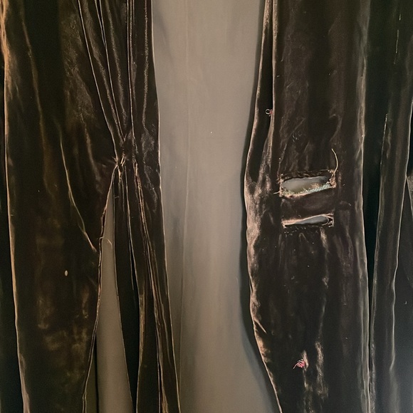 Donna Karan | Brown Silk Long Sleeve Velvet V-Neck Mini Dress - Picture 7 of 7